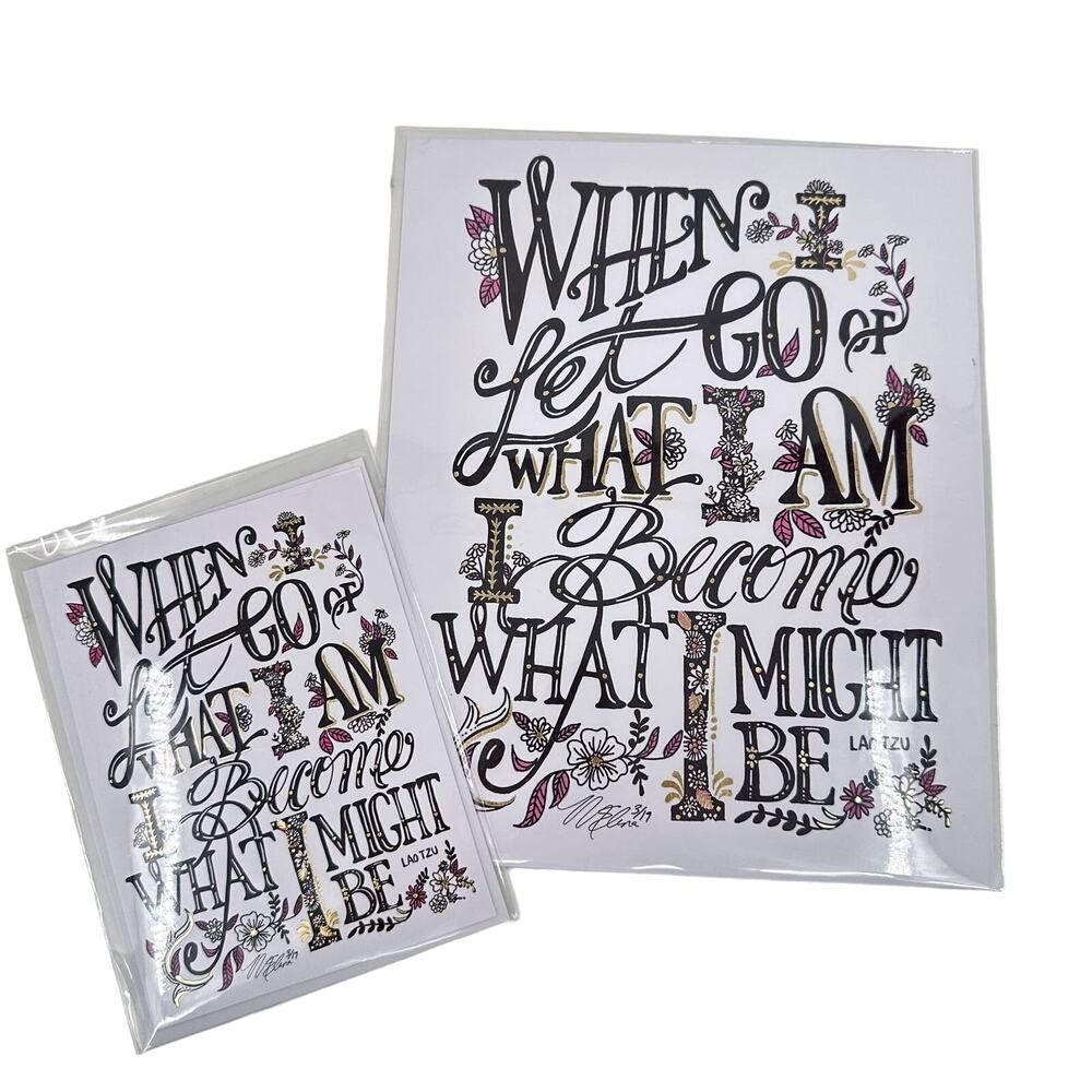 Margot Elena Diptych Print Greeting Card When I Let Go of What I Am - Lao Tzu